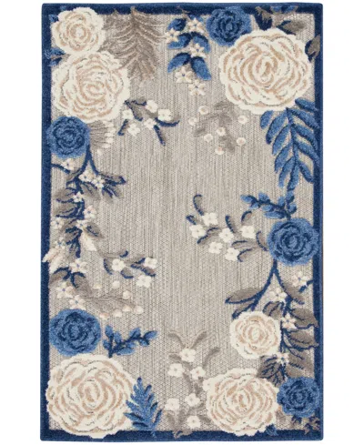 Nourison Home Aloha Alh32 2'8"x4' Area Rug In Blue,gray