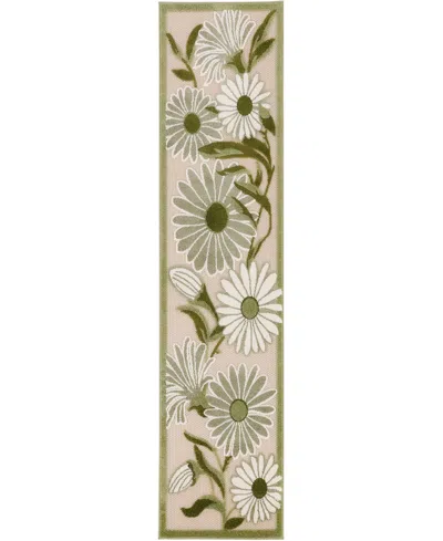 Nourison Home Aloha Alh33 2'3"x8' Runner Area Rug In Ivory,green