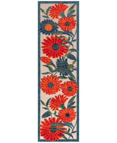 Nourison Home Aloha Alh33 2'3"x8' Runner Area Rug In Ivory,multi