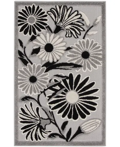 Nourison Home Aloha Alh33 2'8"x4' Area Rug In Black