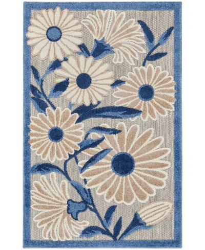 Nourison Home Aloha Alh33 2'8"x4' Area Rug In Blue,gray