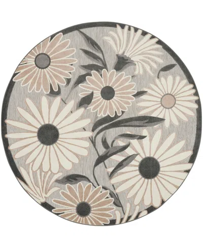 Nourison Home Aloha Alh33 5'3"x5'3" Round Area Rug In Beige