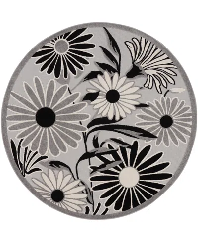 Nourison Home Aloha Alh33 5'3"x5'3" Round Area Rug In Black