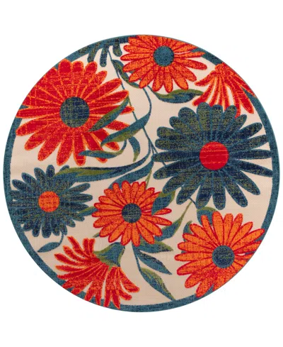 Nourison Home Aloha Alh33 5'3"x5'3" Round Area Rug In Ivory
