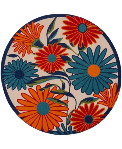 Nourison Home Aloha Alh33 5'3"x5'3" Round Area Rug In Multi