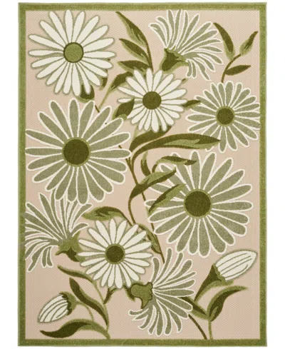 Nourison Home Aloha Alh33 5'3"x7'5" Area Rug In Ivory,moss