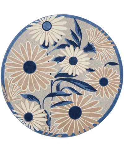 Nourison Home Aloha Alh33 7'10"x7'10" Round Area Rug In Blue,gray