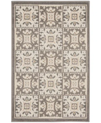 Nourison Home Aloha Alh34 2'8"x4' Area Rug In Ivory,gray