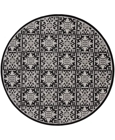 Nourison Home Aloha Alh34 7'10"x7'10" Round Area Rug In Black,white