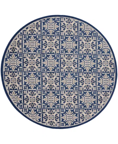 Nourison Home Aloha Alh34 7'10"x7'10" Round Area Rug In Blue