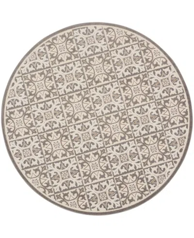 Nourison Home Aloha Alh34 7'10"x7'10" Round Area Rug In Ivory,gray