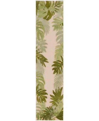 Nourison Home Aloha Alh40 2'3"x8' Runner Area Rug In Ivory,green