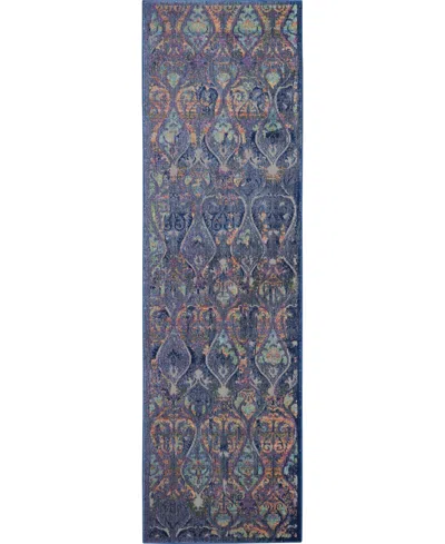 Nourison Home Ankara Global Anr08 Navy And Multi 2' X 6' Runner Rug