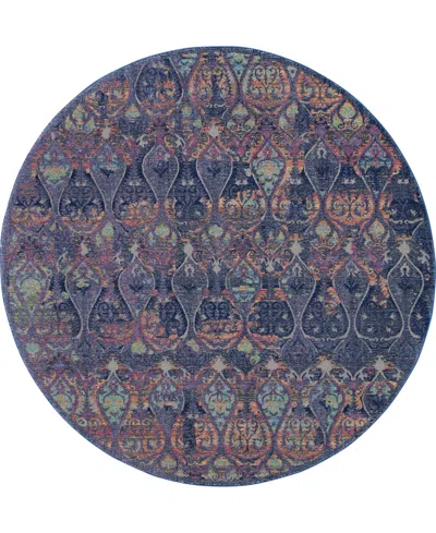 Nourison Home Ankara Global Anr08 Navy And Multi 4' Round Rug