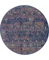 Nourison Home Ankara Global Anr08 Navy And Multi 6' Round Rug In Multi