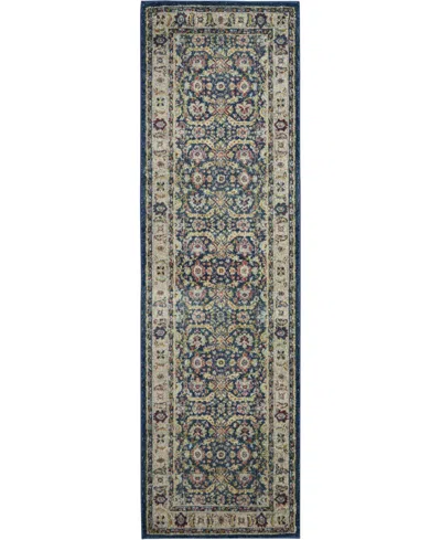 Nourison Home Ankara Global Anr13 Navy And Multi 2' X 6' Runner Rug