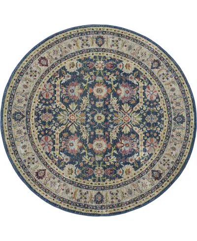 Nourison Home Ankara Global Anr13 Navy And Multi 6' Round Rug