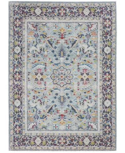 Nourison Home Ankara Global Anr14 Teal And Multi 5'3" X 7'6" Area Rug