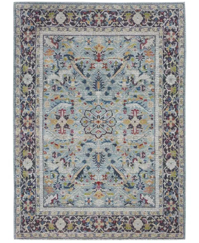 Nourison Home Ankara Global Anr14 Teal And Multi 7'10" X 9'10" Area Rug