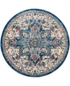 Nourison Home Ankara Global Anr15 4'x4' Round Area Rug In Ivory,navy