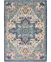 Nourison Home Ankara Global Anr15 5'3"x7'6" Area Rug In Ivory,navy