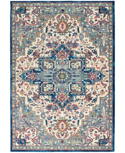 Nourison Home Ankara Global Anr15 5'3"x7'6" Area Rug In Ivory,navy
