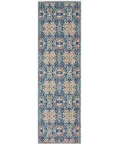 Nourison Home Ankara Global Anr16 2'4"x8' Runner Area Rug In Navy,multi