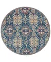 Nourison Home Ankara Global Anr16 6'x6' Round Area Rug In Navy,multi