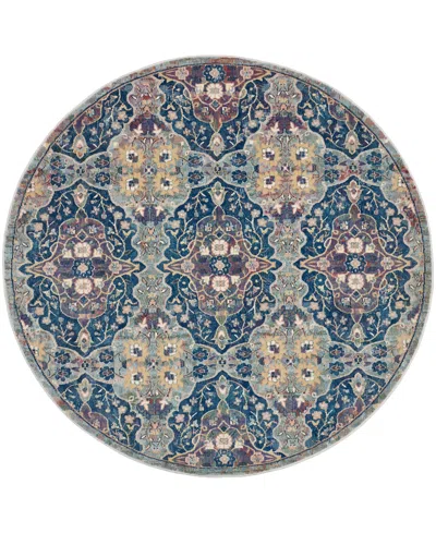 Nourison Home Ankara Global Anr16 6'x6' Round Area Rug In Navy,multi