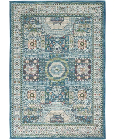 Nourison Home Ankara Global Anr17 4'x6' Area Rug In Ivory,mist