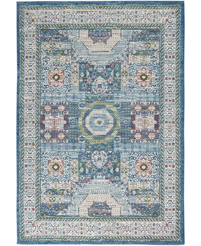 Nourison Home Ankara Global Anr17 5'3"x7'6" Area Rug In Ivory,mist