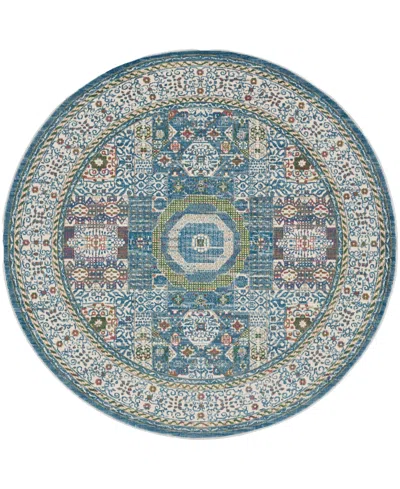 Nourison Home Ankara Global Anr17 6'x6' Round Area Rug In Ivory,mist