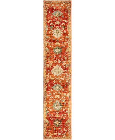 Nourison Home Antique Bloom Anb01 2'4x12' Runner Area Rug In Orange