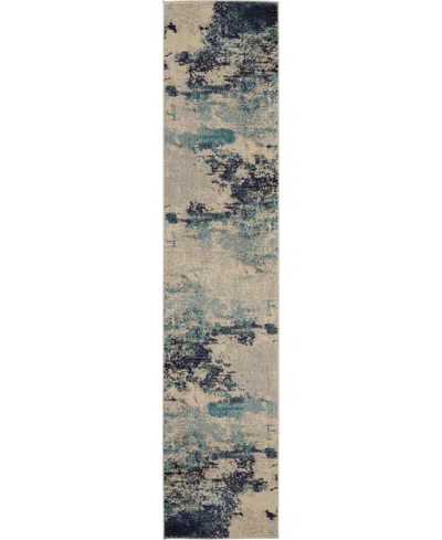 Nourison Home Celestial Ces02 2'2"x10' Runner Area Rug In Ivory,teal