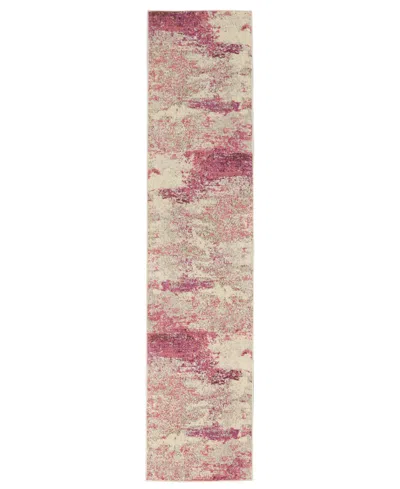 Nourison Home Celestial Ces02 2'2"x12' Runner Area Rug In Ivory,pink
