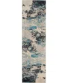 Nourison Home Celestial Ces02 2'2"x7'6" Runner Area Rug In Ivory,teal