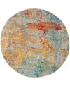 Nourison Home Celestial Ces02 7'10"x7'10" Round Area Rug In Aquamarine