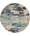 Nourison Home Celestial Ces02 4'x4' Round Area Rug In Ivory,teal