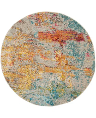 Nourison Home Celestial Ces02 7'10"x7'10" Round Area Rug In Aquamarine