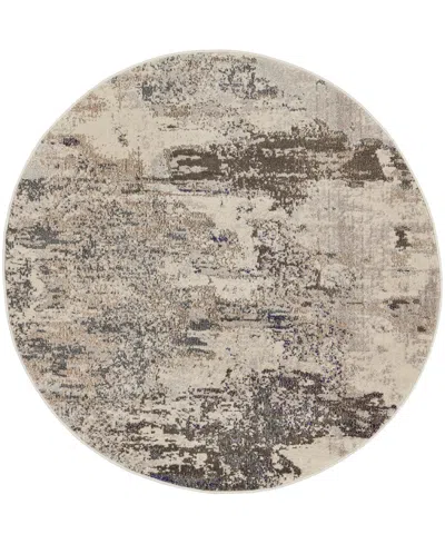 Nourison Home Celestial Ces02 7'10"x7'10" Round Area Rug In Ivory,gray