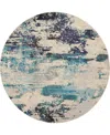 Nourison Home Celestial Ces02 7'10"x7'10" Round Area Rug In Ivory,teal