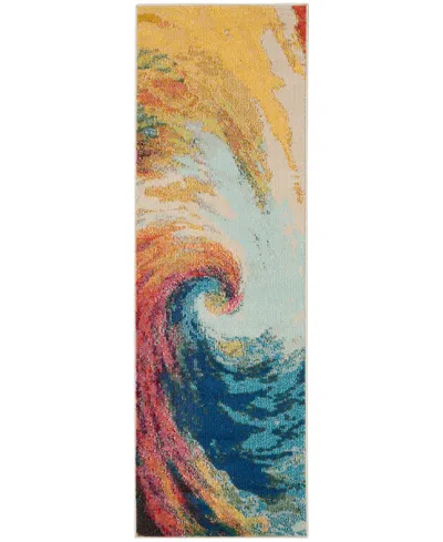 Nourison Home Celestial Ces07 2'2"x7'6" Runner Area Rug In Multi,blue