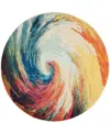 Nourison Home Celestial Ces07 5'3"x5'3" Round Area Rug In Multi,blue