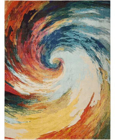 Nourison Home Celestial Ces07 6'7"x9'7" Area Rug In Multi,blue