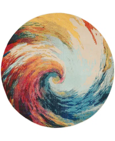 Nourison Home Celestial Ces07 7'10"x7'10" Round Area Rug In Multi,blue