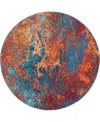 Nourison Home Celestial Ces08 4'x4' Round Area Rug In Multi,blue