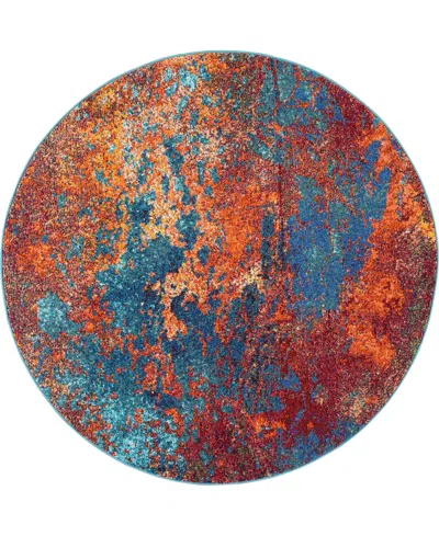 Nourison Home Celestial Ces08 5'3"x5'3" Round Area Rug In Multi,blue