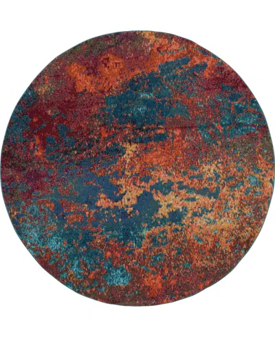 Nourison Home Celestial Ces08 7'10"x7'10" Round Area Rug In Multi,blue