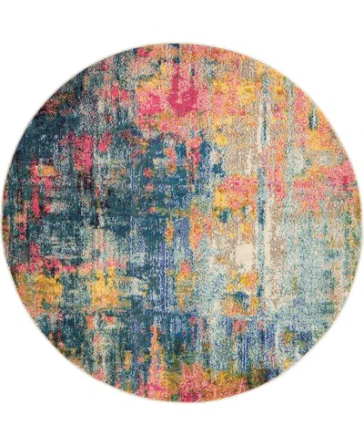 Nourison Home Celestial Ces09 5'3"x5'3" Round Area Rug In Blue