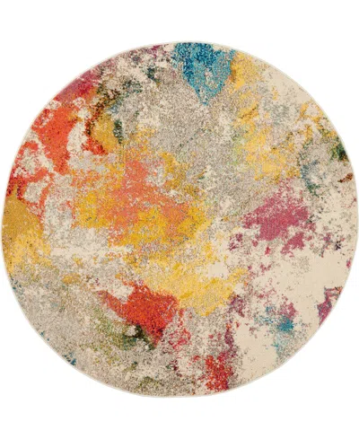 Nourison Home Celestial Ces12 5'3"x5'3" Round Area Rug In Ivory